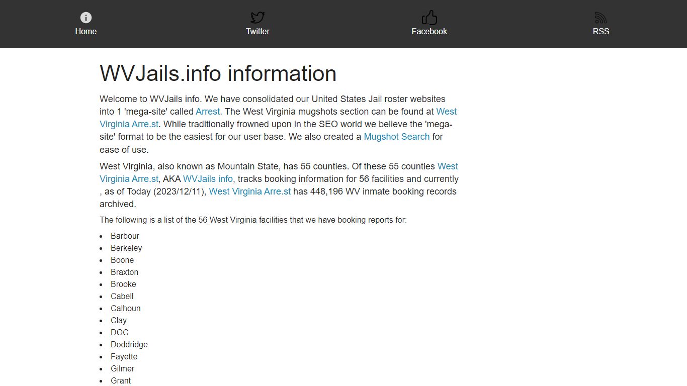 WVJails.info - The Original West Virginia Mugshot Website